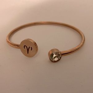 Aries metal rose gold diamond jewel bracelet